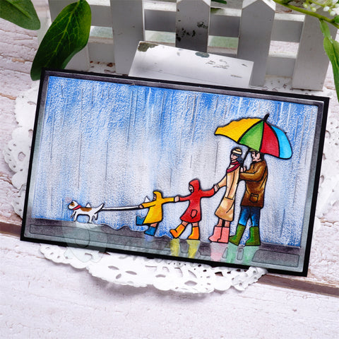 Inlovearts Family Walking in the Rain Cutting Dies