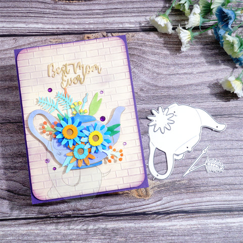Inlovearts Floral Teapot Cutting Dies