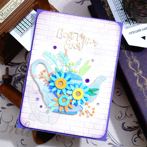 Inlovearts Floral Teapot Cutting Dies