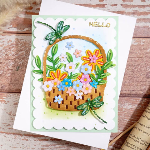 Inlovearts Spring Flower Basket Cutting Dies