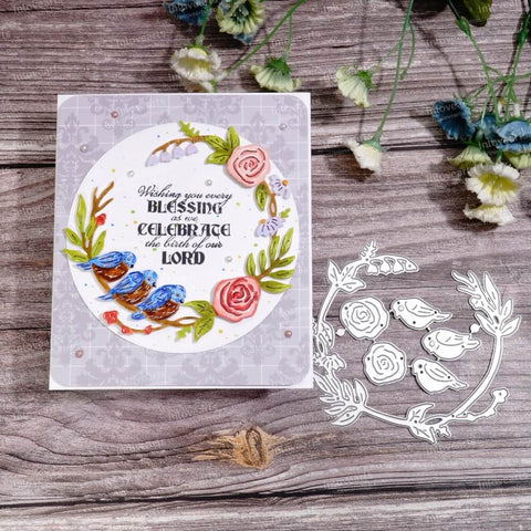 Inlovearts Flower Border and Birds Cutting Dies