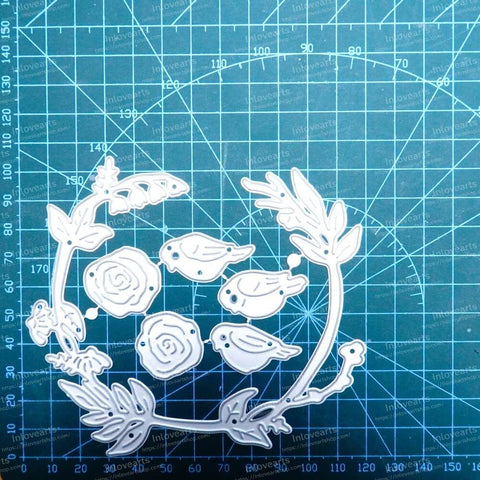 Inlovearts Flower Border and Birds Cutting Dies