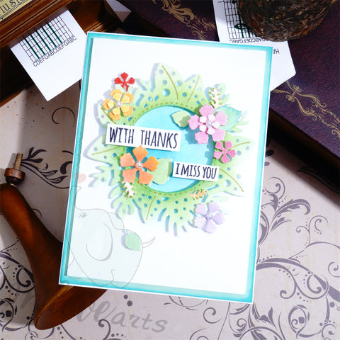 Inlovearts Flower and Leaves Round Frame Cutting Dies