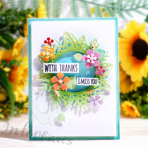 Inlovearts Flower and Leaves Round Frame Cutting Dies