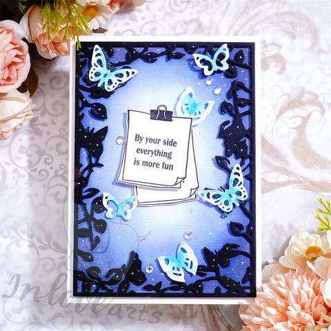 Inlovearts Flying Butterfly and Vines Frame Cutting Dies