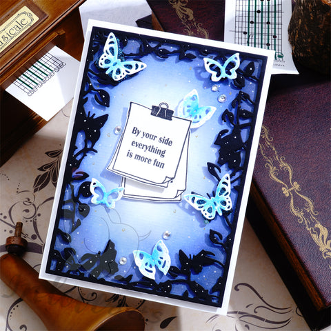 Inlovearts Flying Butterfly and Vines Frame Cutting Dies