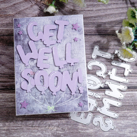 Inlovearts GET WELL SOON Balloon Word Cutting Dies