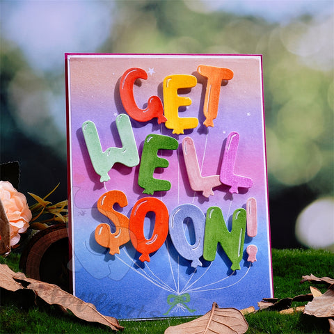 Inlovearts GET WELL SOON Balloon Word Cutting Dies