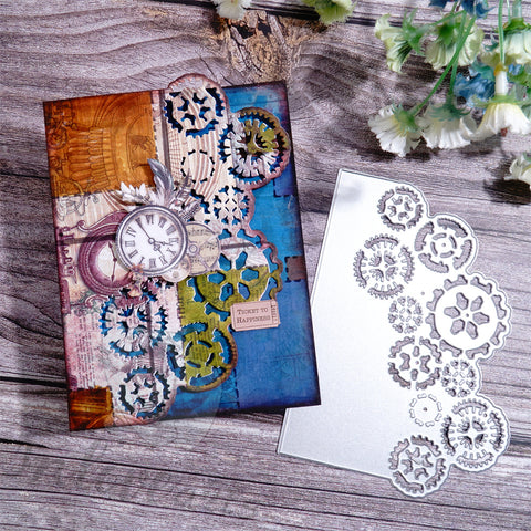 Inlovearts Gear Wave Border Cutting Dies