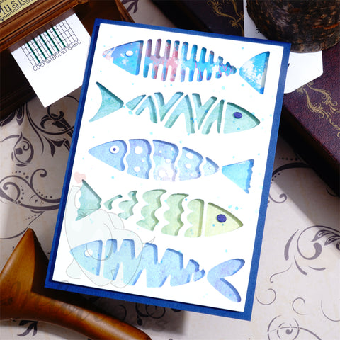 Inlovearts Geometric Pattern Fish Background Board Cutting Dies