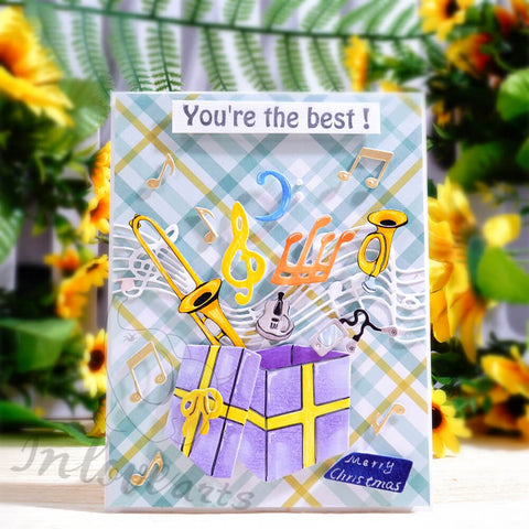Inlovearts Gift Box and Musical Instruments Cutting Dies