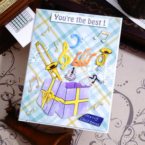 Inlovearts Gift Box and Musical Instruments Cutting Dies