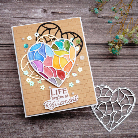 Inlovearts Glass Pattern Heart Cutting Dies
