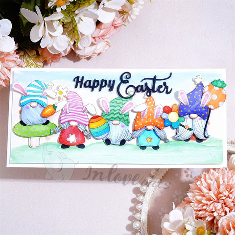Inlovearts Gnome Celebrating Easter Cutting Dies
