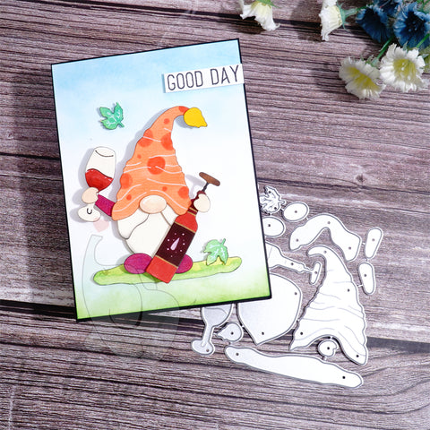 Inlovearts Gnome Drinking Wine Cutting Dies