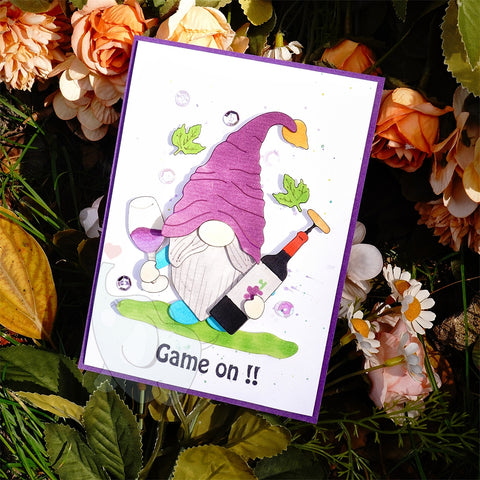 Inlovearts Gnome Drinking Wine Cutting Dies