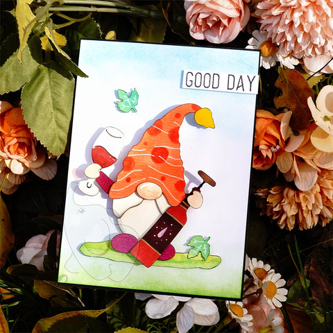 Inlovearts Gnome Drinking Wine Cutting Dies