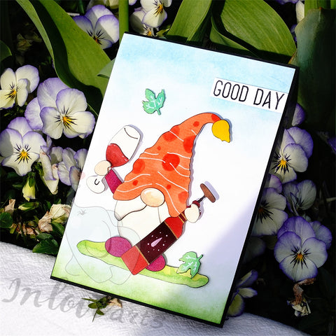 Inlovearts Gnome Drinking Wine Cutting Dies