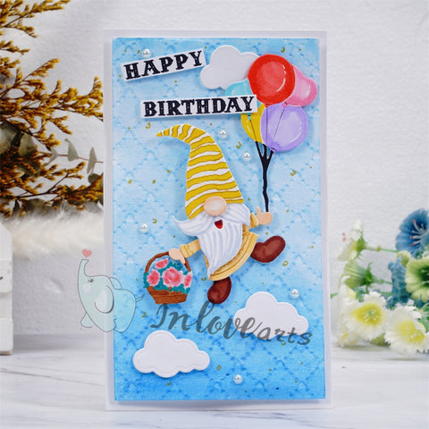 Inlovearts Gnome Holding Balloons Cutting Dies