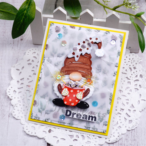 Inlovearts Gnome Holding Coffee Cup Cutting Dies