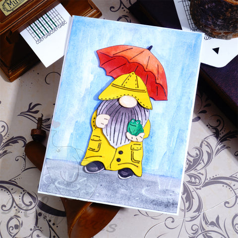 Inlovearts Gnome Holding Umbrella Cutting Dies