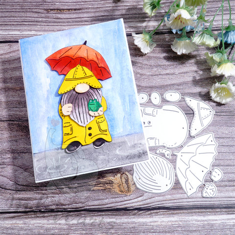 Inlovearts Gnome Holding Umbrella Cutting Dies