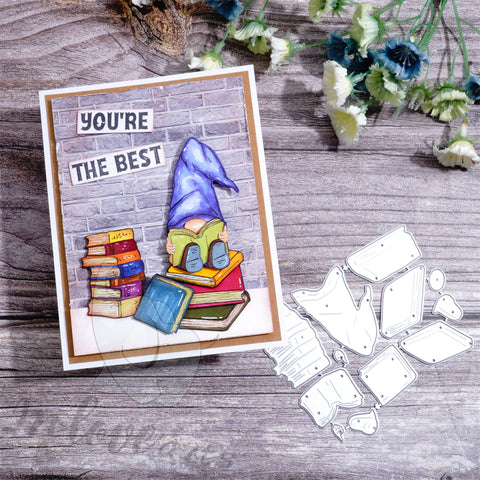 Inlovearts Gnome Reading Books Cutting Dies