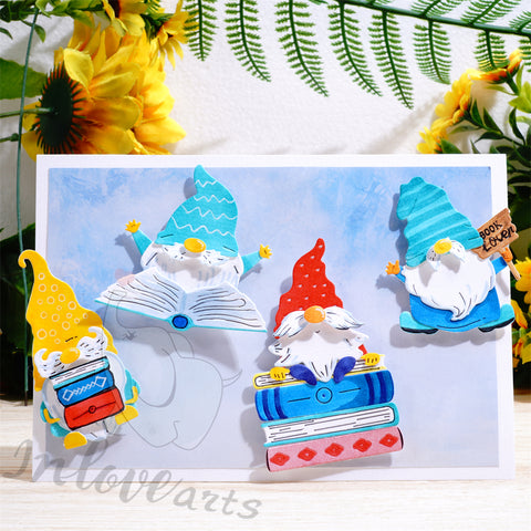 Inlovearts Gnome Reading Books Cutting Dies