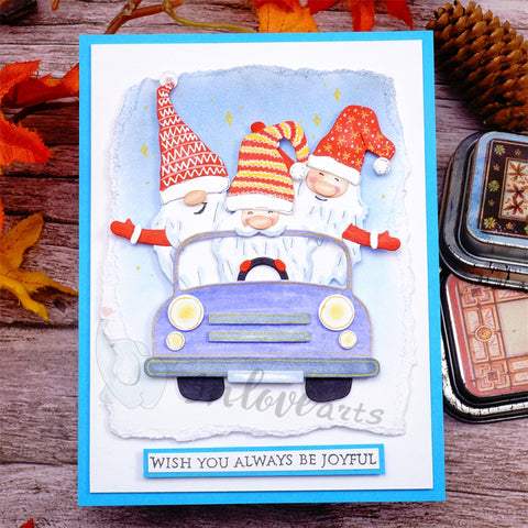 Inlovearts Gnome in the Car Cutting Dies