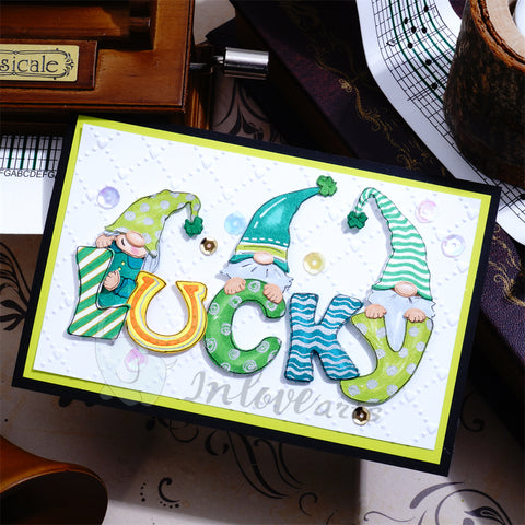 Inlovearts Gnome with "Lucky" Word Cutting Dies