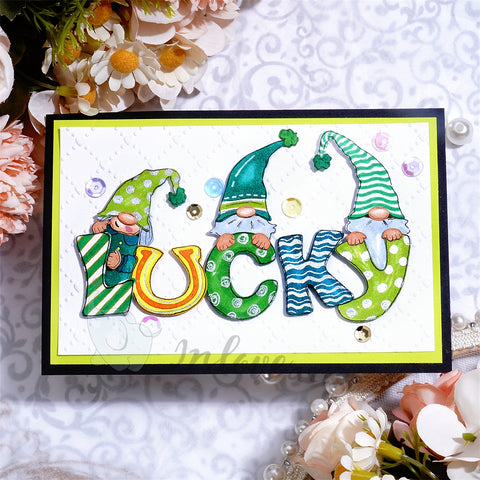 Inlovearts Gnome with "Lucky" Word Cutting Dies