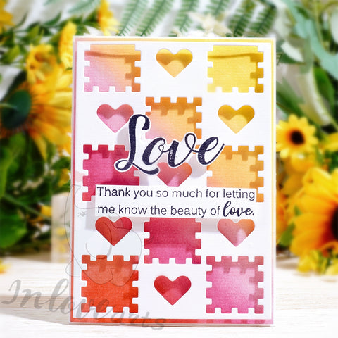 Inlovearts Grid Pattern and Heart Background Board Cutting Dies