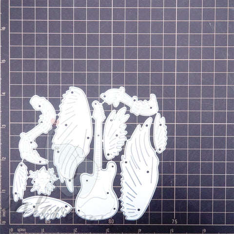 Inlovearts Guitar with Wings Cutting Dies