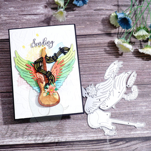 Inlovearts Guitar with Wings Cutting Dies