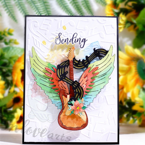 Inlovearts Guitar with Wings Cutting Dies