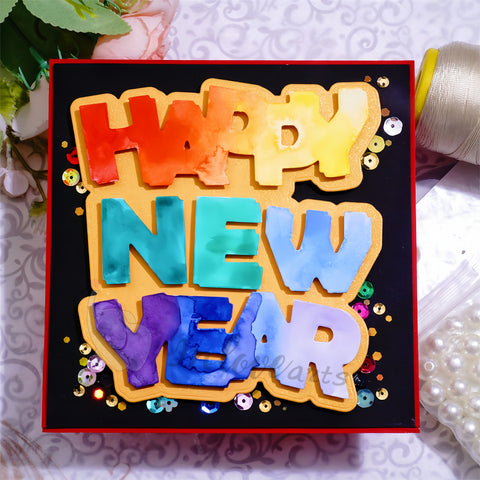Inlovearts "HAPPY NEW YEAR" Bold Font Cutting Dies