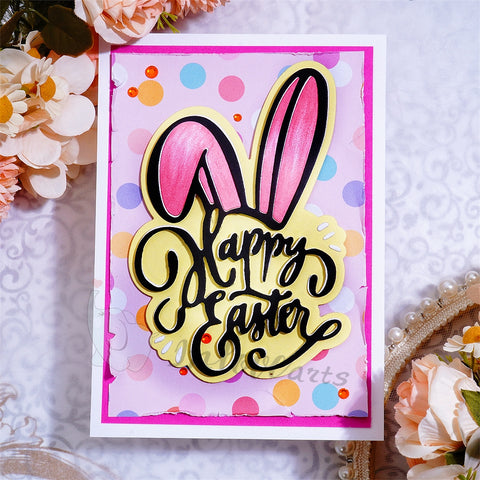 Inlovearts "Happy Easter" Word with Bunny Ear Cutting Dies