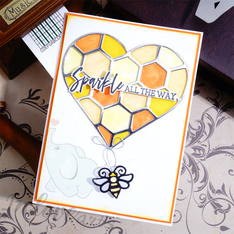 Inlovearts Heart-shaped Honeycomb and Bee Cutting Dies