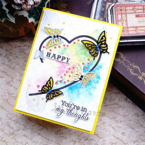 Inlovearts Heart Border with Butterfly Cutting Dies