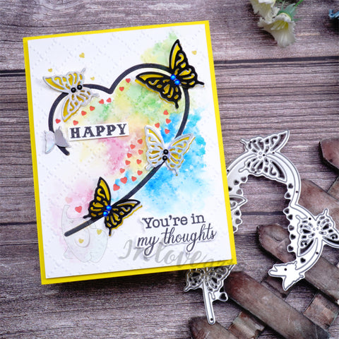 Inlovearts Heart Border with Butterfly Cutting Dies
