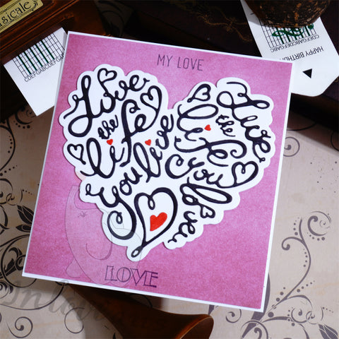 Inlovearts Heart Shaped Love Word Cutting Dies