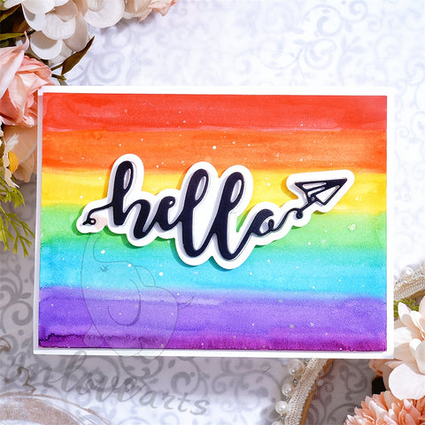 Inlovearts Hello Word with Paper Plane Symbol Cutting Dies