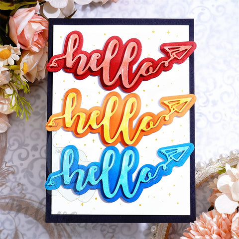 Inlovearts Hello Word with Paper Plane Symbol Cutting Dies