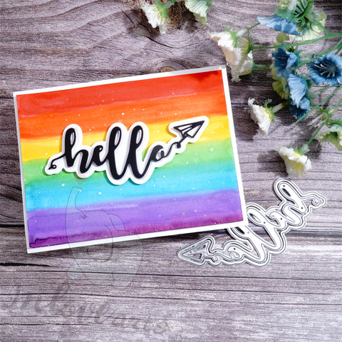 Inlovearts Hello Word with Paper Plane Symbol Cutting Dies