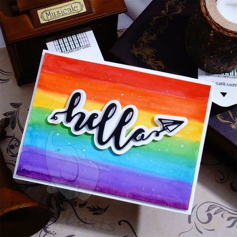 Inlovearts Hello Word with Paper Plane Symbol Cutting Dies