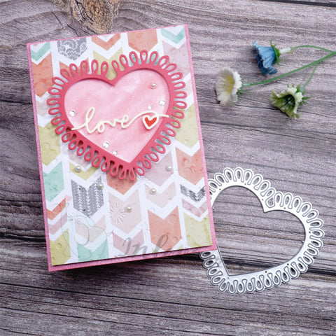 Inlovearts Herat Shaped Wavy Line Cutting Dies