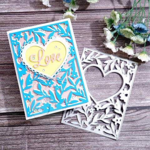 Inlovearts Hollow Heart and Leaves Background Board Cutting Dies