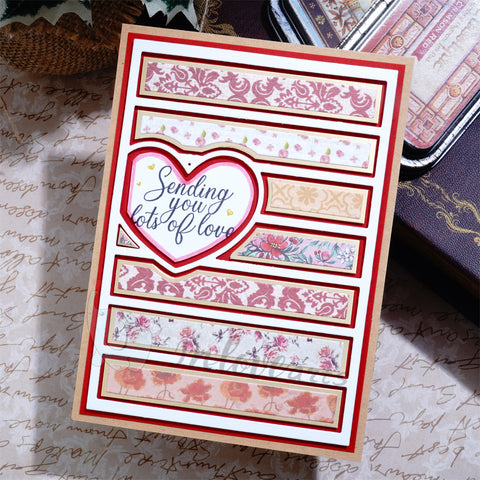 Inlovearts Hollow Heart and Stripe Background Board Cutting Dies