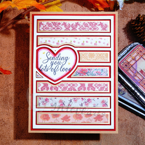 Inlovearts Hollow Heart and Stripe Background Board Cutting Dies