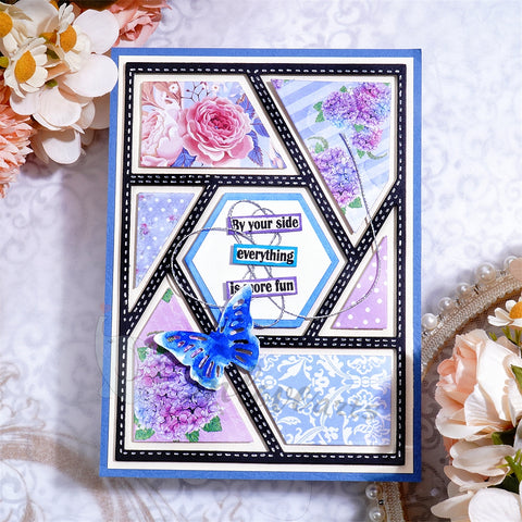 Inlovearts Hollow Hexagon and Line Background Board Cutting Dies